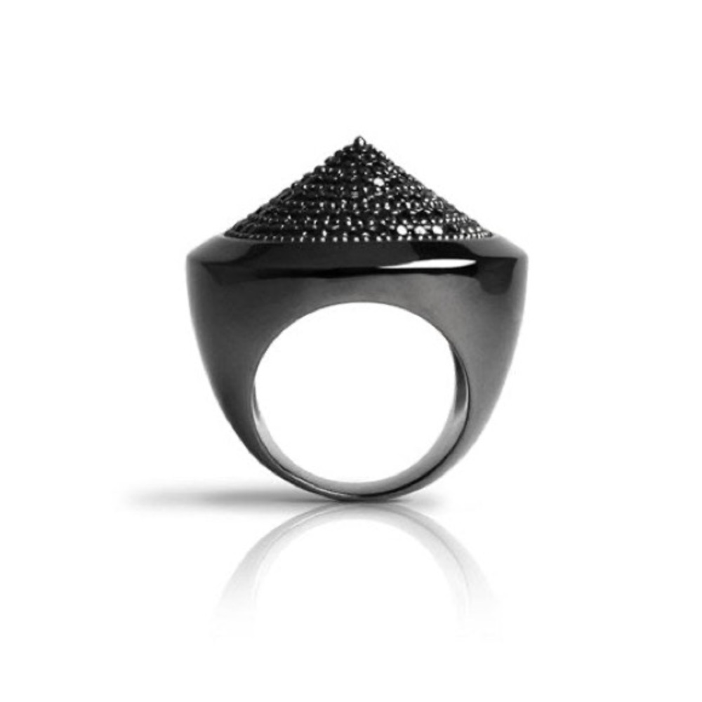 nOir JEWELRY Pave Cone Pyramid Ring in Gunmetal